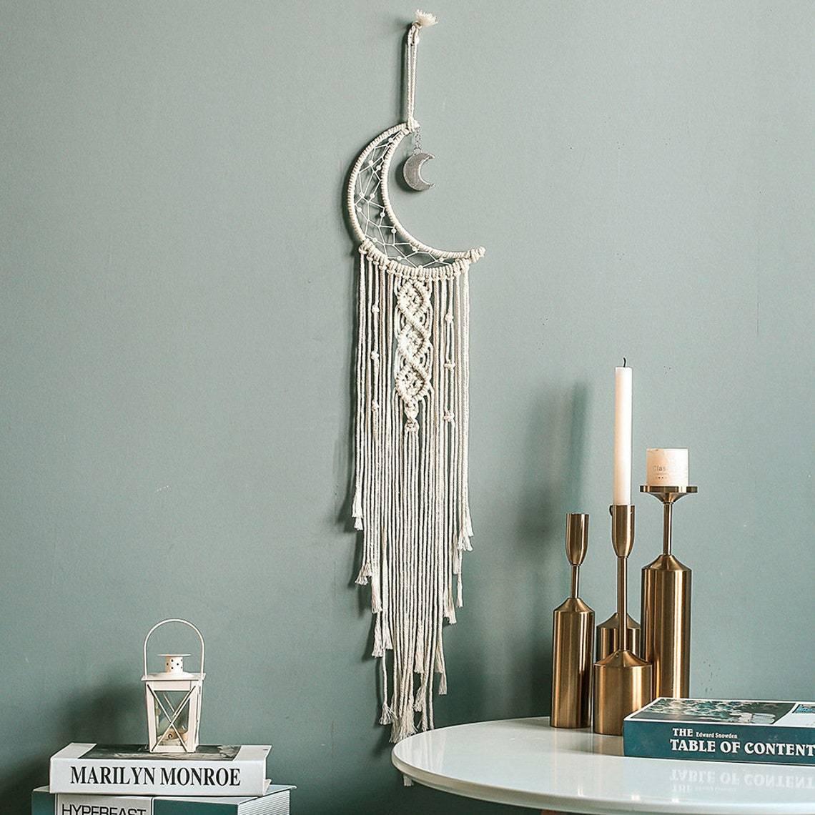 Lua Sonhadora - Filtro dos Sonhos em Macramé + Luz Led de Brinde!